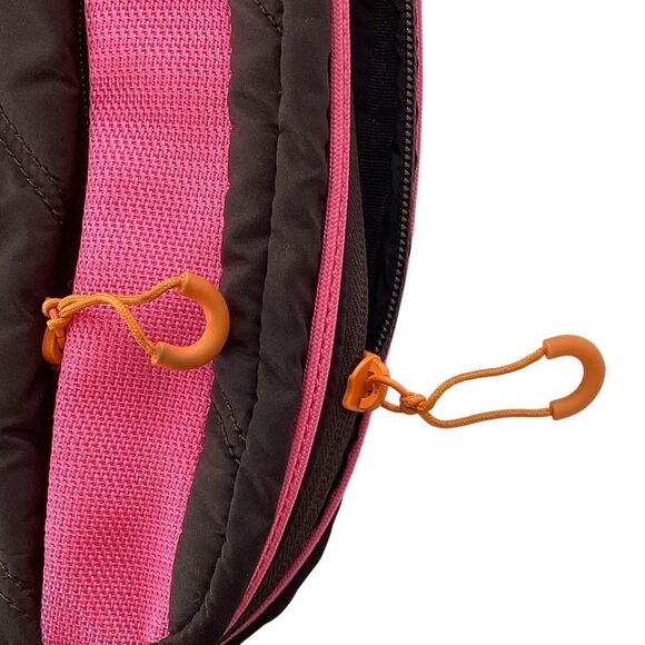 GANNI Quilted Recycled Tech Fabric Festival Bag Mole Dark Brown Pink Orange - Picture 8 of 12